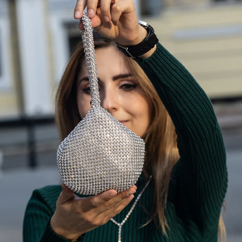 Mini sac à maquillage avec poignée diamant - Image 5