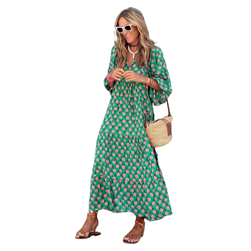 Robe longue maxi à manches courtes