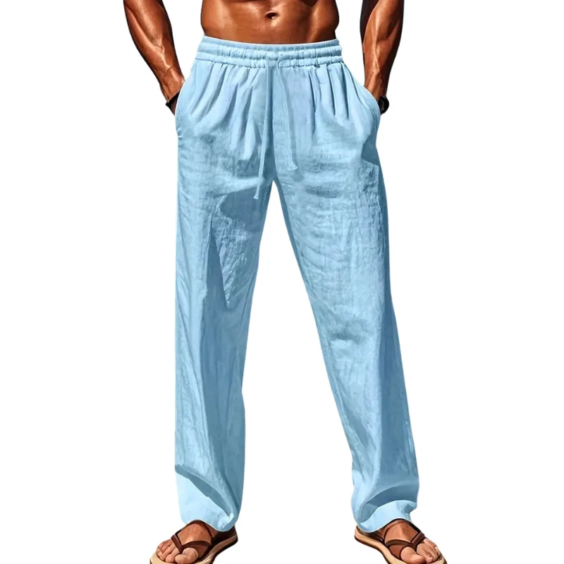 Pantalon large en lin avec taille à cordon - Image 3