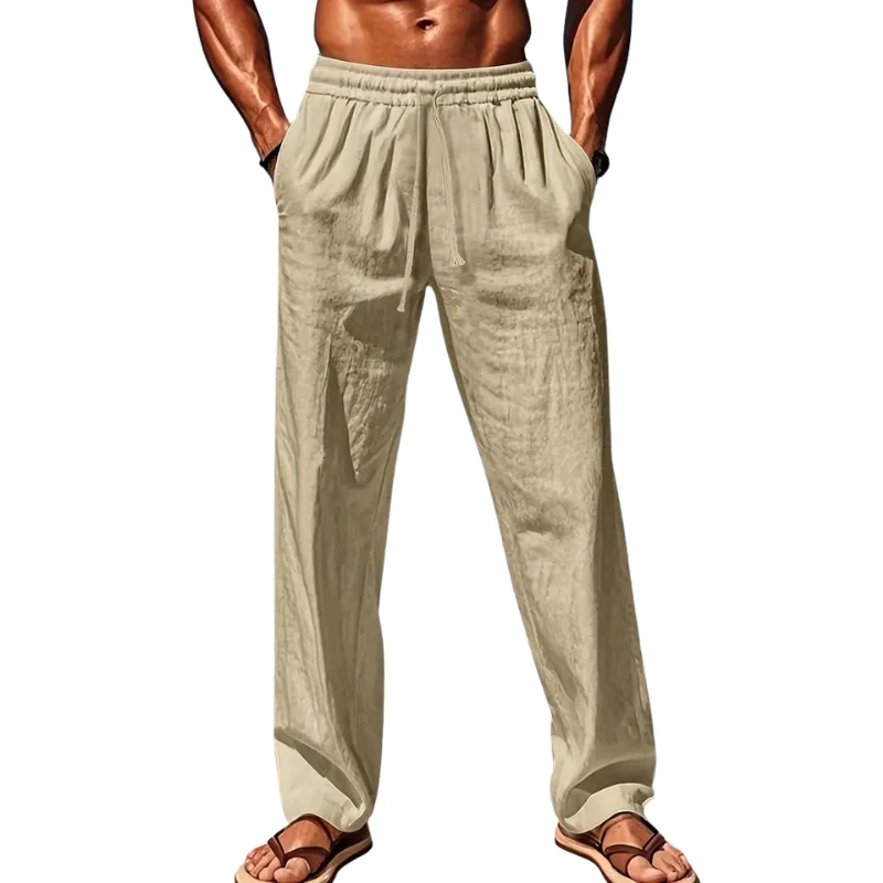 Pantalon large en lin avec taille à cordon - Image 4