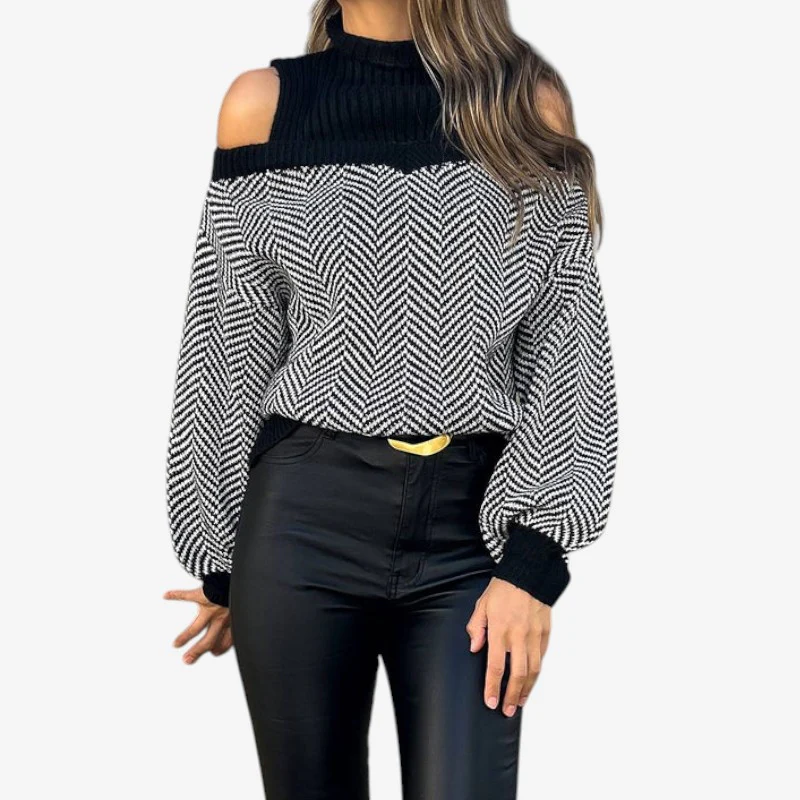 Pull femme col rond avec épaules fendues