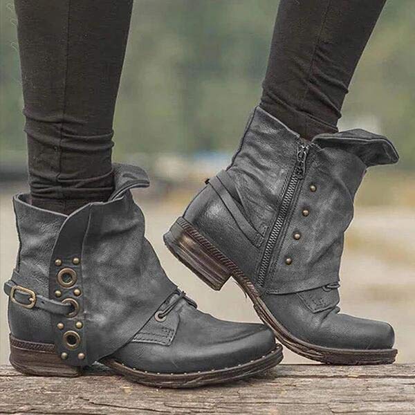 Bottines femme antidérapantes zip latéral - Image 2