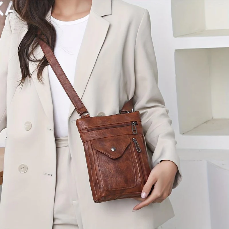 Sac bandoulière avec poches zippées + sangle réglable - Image 9