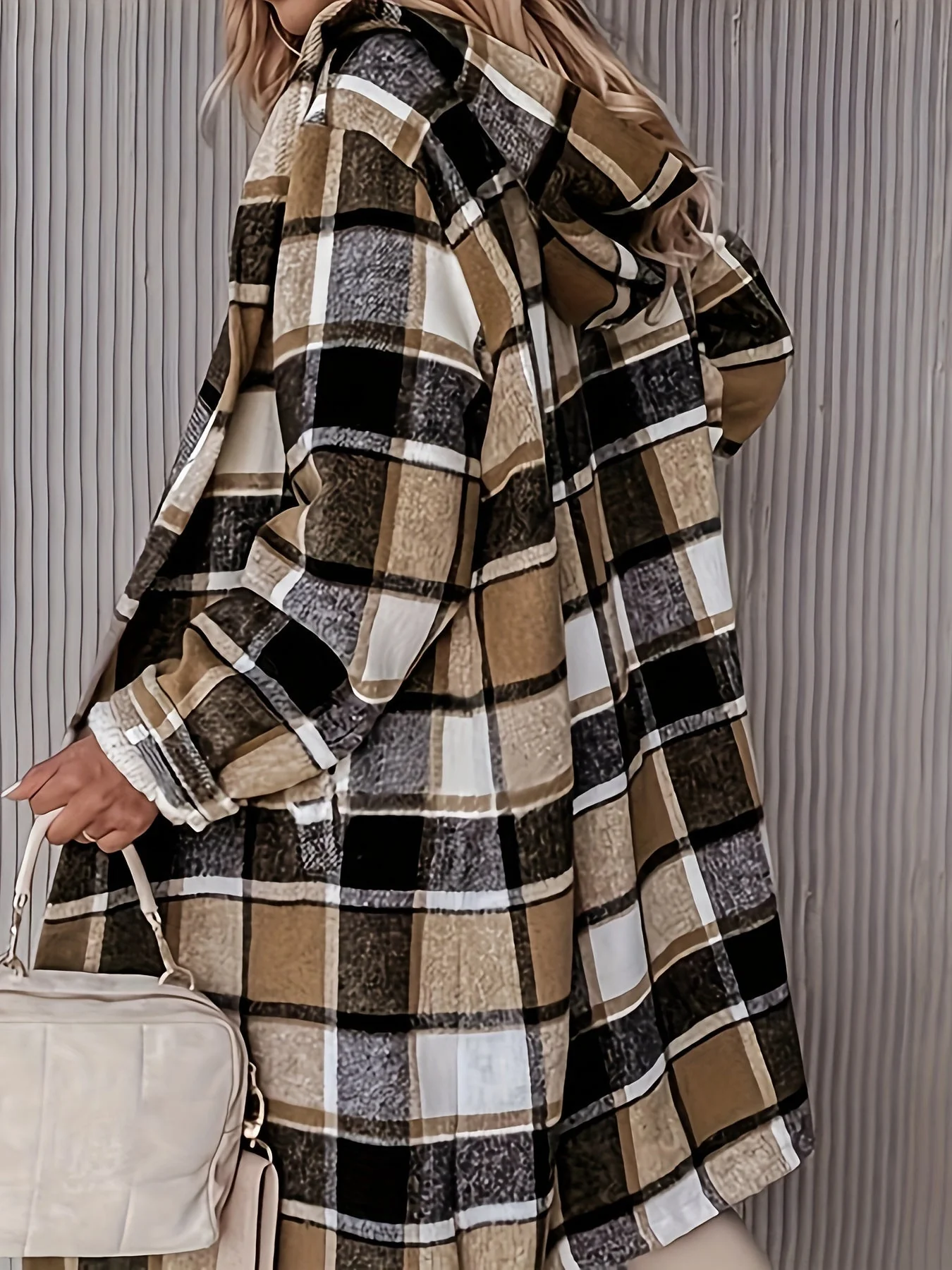 Veste à capuche à carreaux avec poches - Image 6