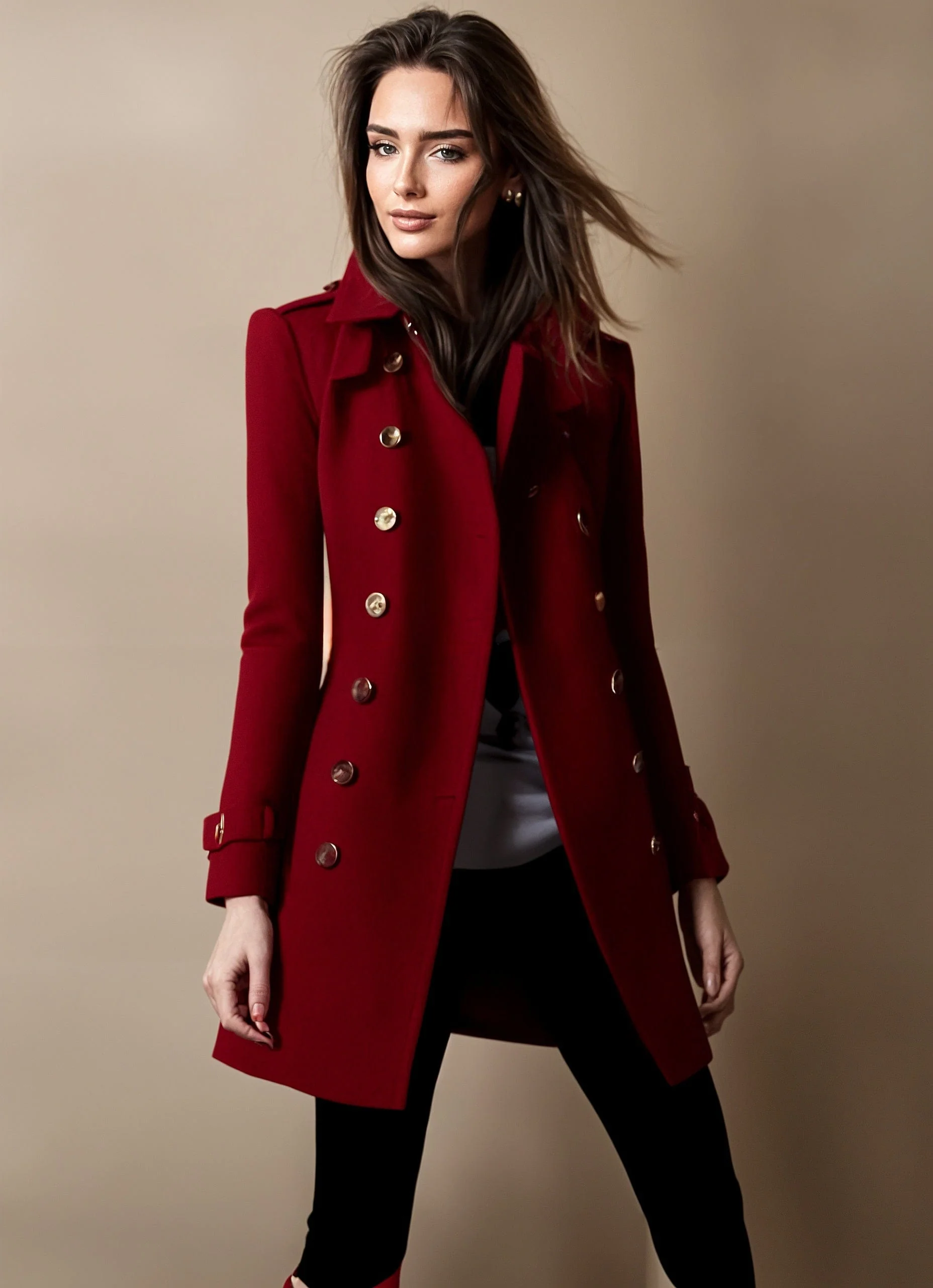Manteau élégant avec col haut et coupe décontractée - Image 2