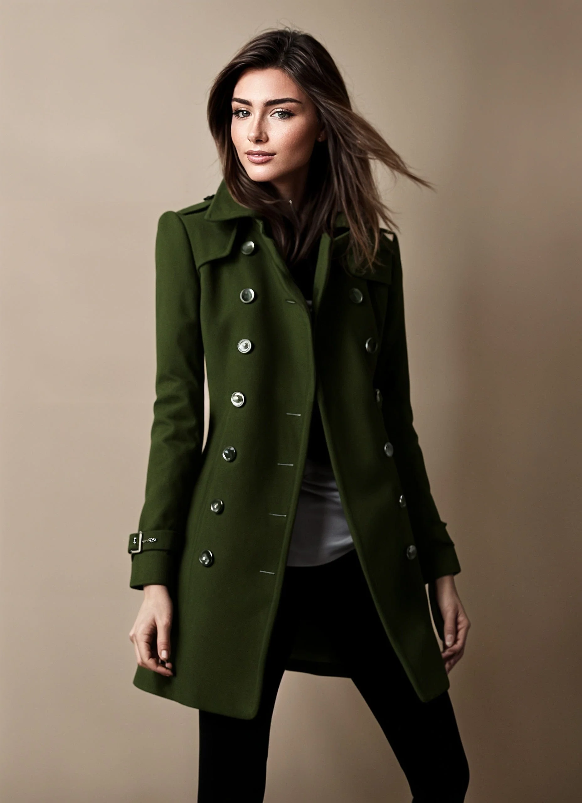 Manteau élégant avec col haut et coupe décontractée - Image 3