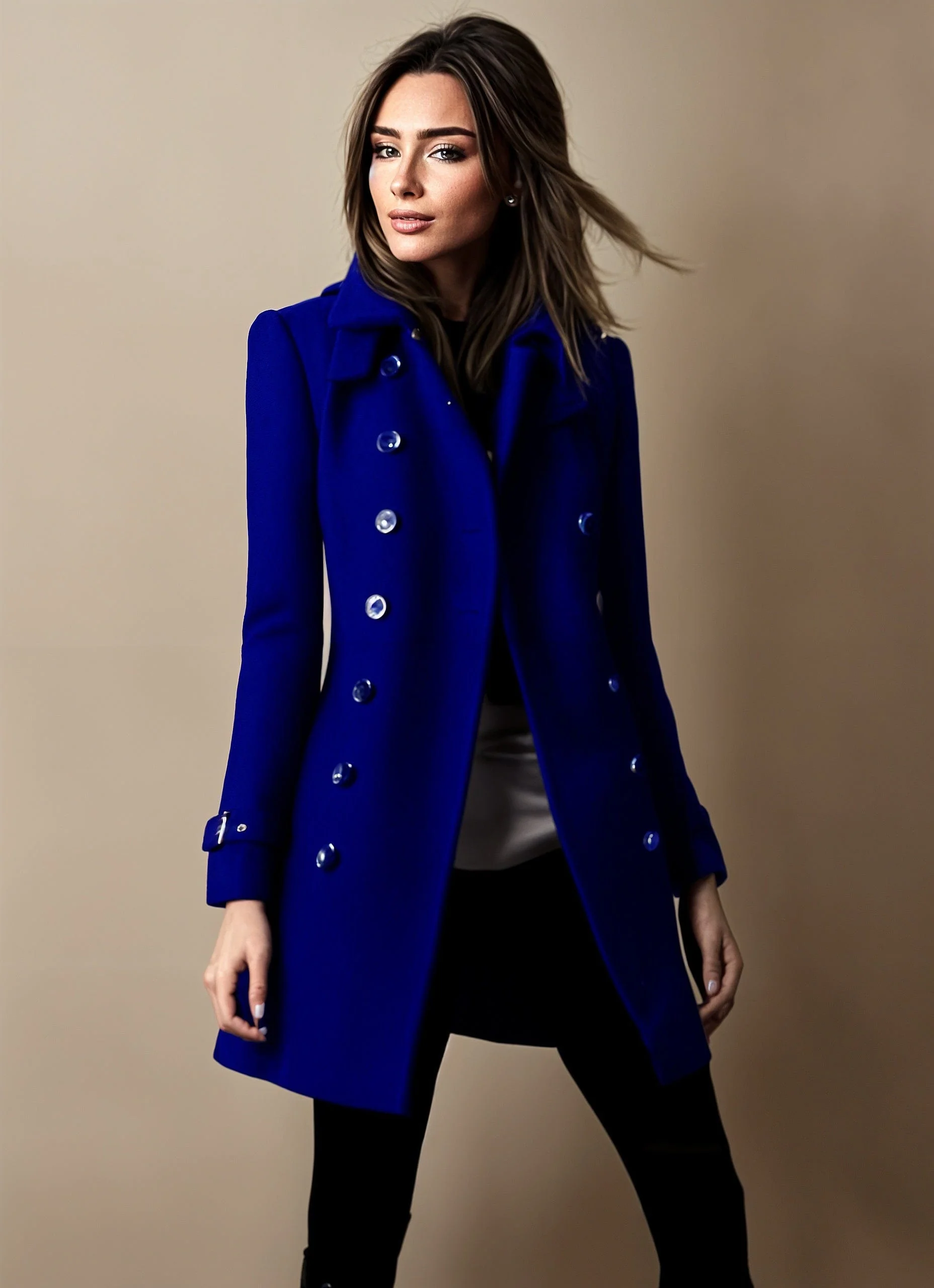 Manteau élégant avec col haut et coupe décontractée - Image 4