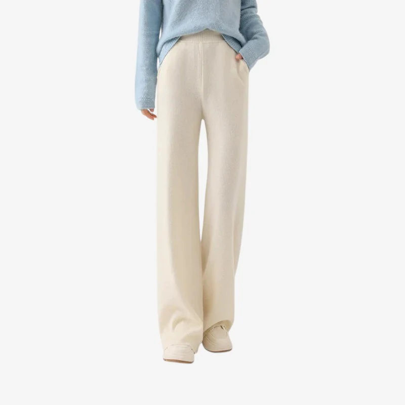 Pantalon femme taille haute jambe large