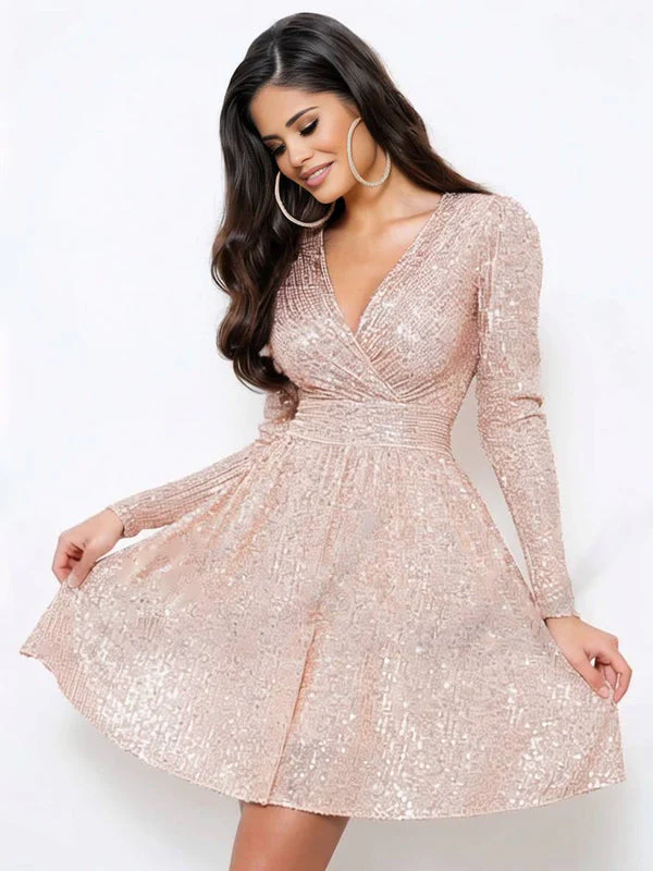 Robe courte Elvina col V chatoyante