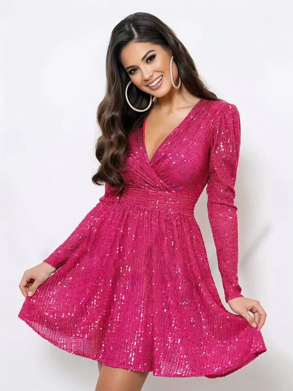 Robe courte Elvina col V chatoyante - Image 2