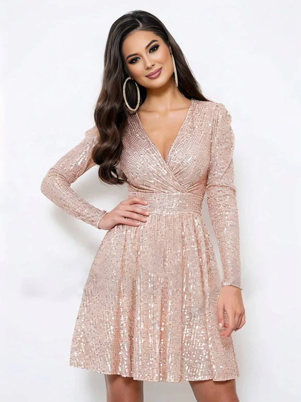 Robe courte Elvina col V chatoyante - Image 4