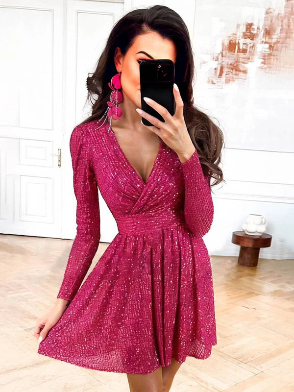 Robe courte Elvina col V chatoyante - Image 7