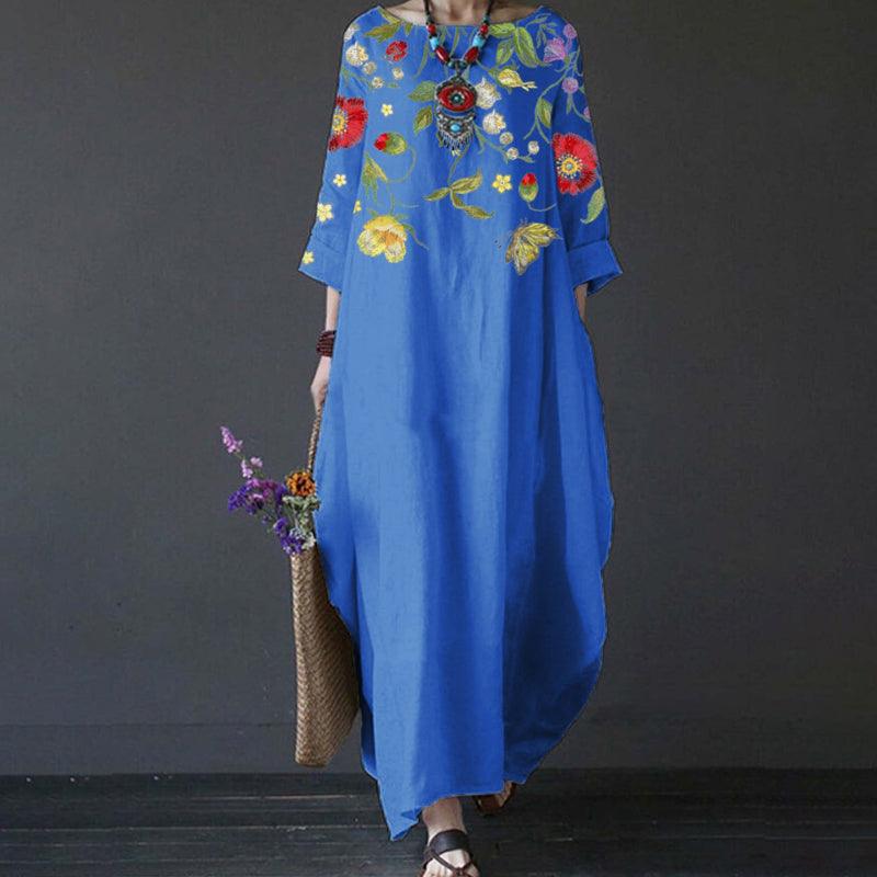 Robe Ember à imprimé floral vintage, avec poches et manches trois-quarts - Image 6