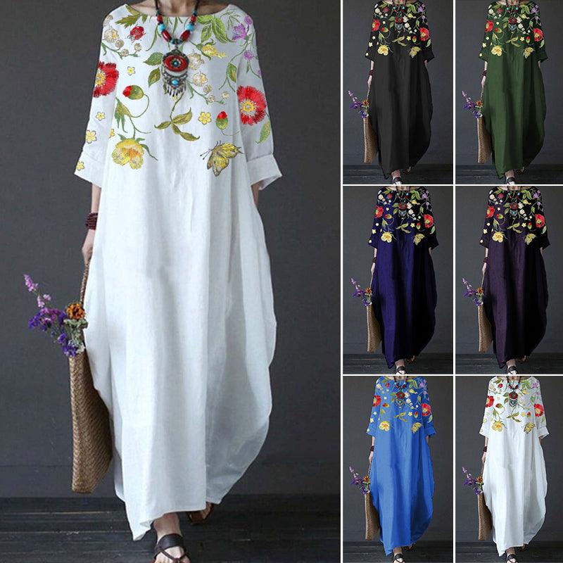 Robe Ember à imprimé floral vintage, avec poches et manches trois-quarts - Image 7
