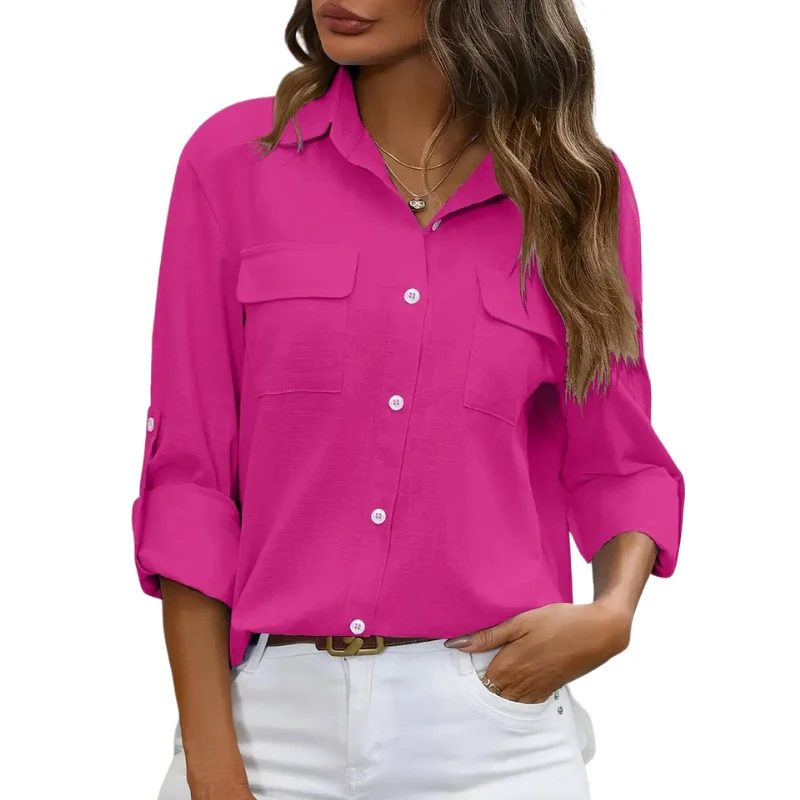 Chemise à manches longues avec col rabattu et fermeture boutonnée - Image 4