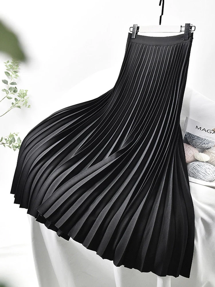 Jupe taille haute plissée femme design intemporel - Image 2