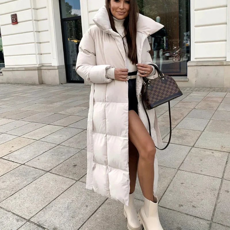 Manteau femme ceinturé col montant - Image 8