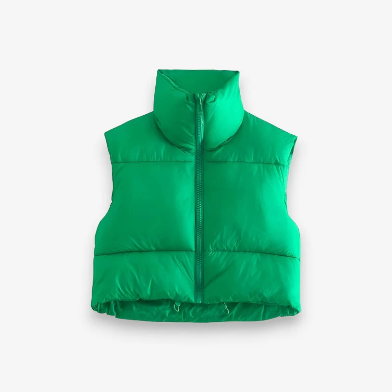 Manteau femme sans manches col montant zippé - Image 2