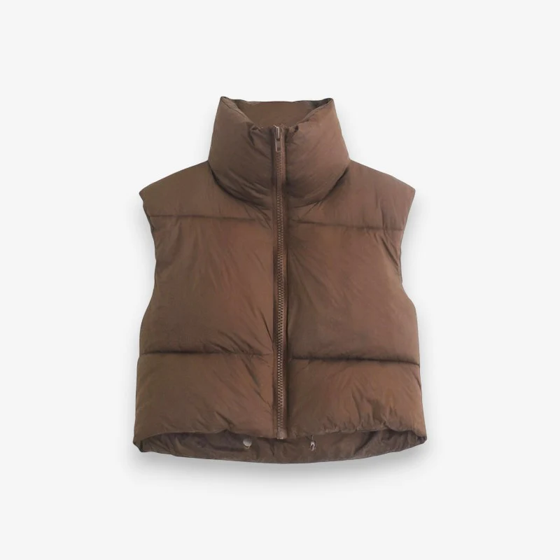 Manteau femme sans manches col montant zippé - Image 3