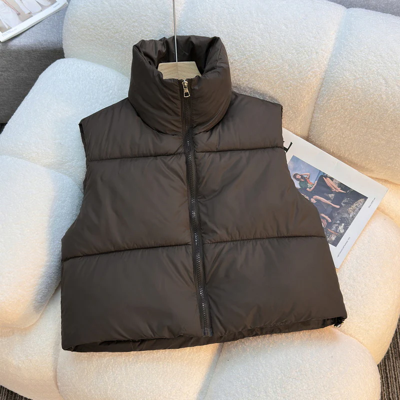 Manteau femme sans manches col montant zippé - Image 5