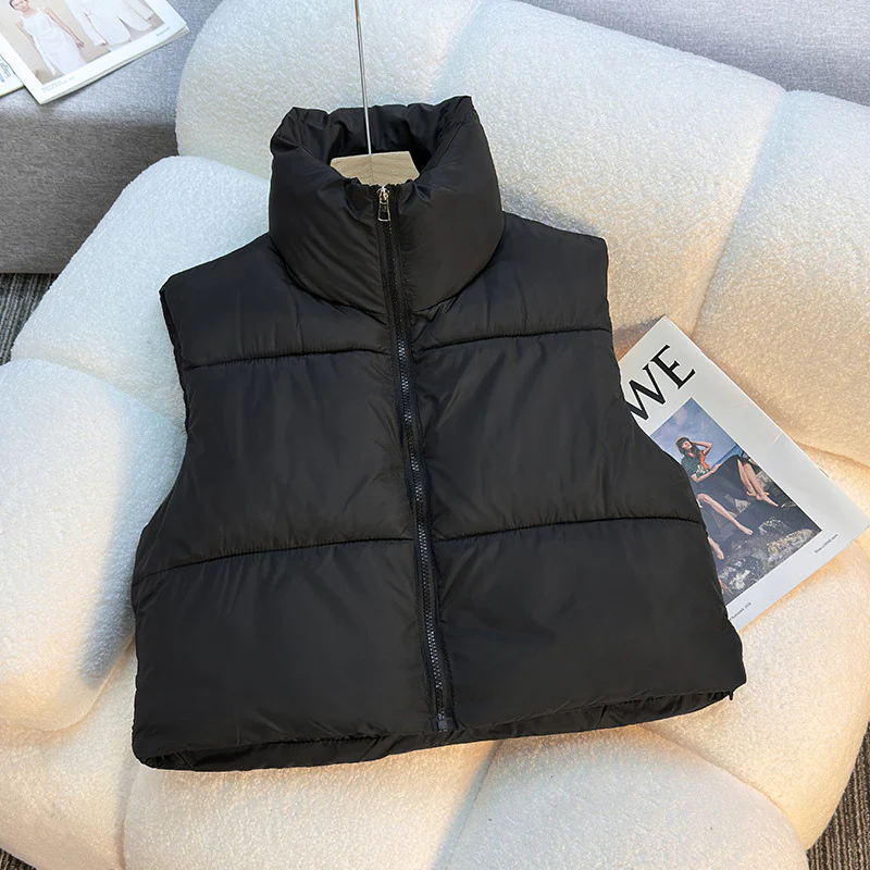 Manteau femme sans manches col montant zippé - Image 7
