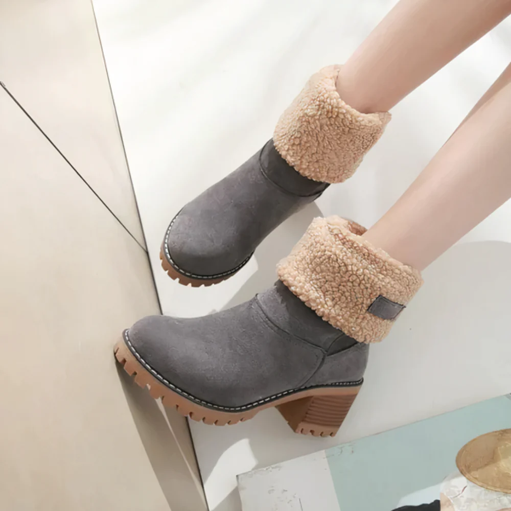 Bottines femme doublure polaire talon épais - Image 10