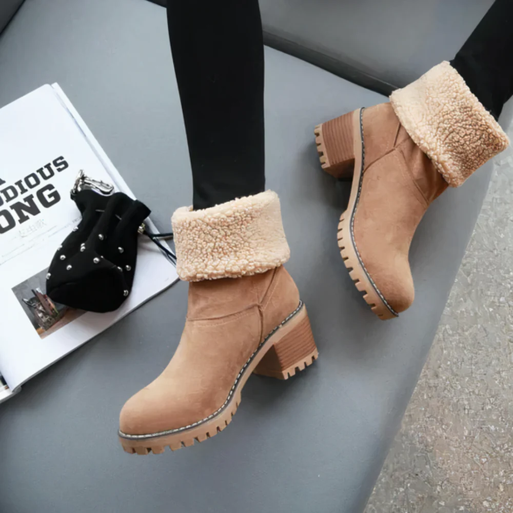 Bottines femme doublure polaire talon épais - Image 11