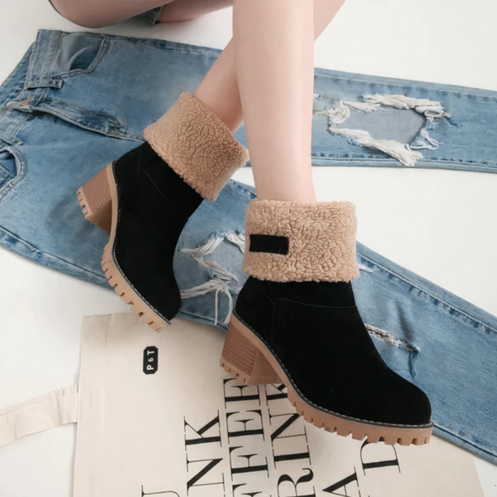 Bottines femme doublure polaire talon épais - Image 6