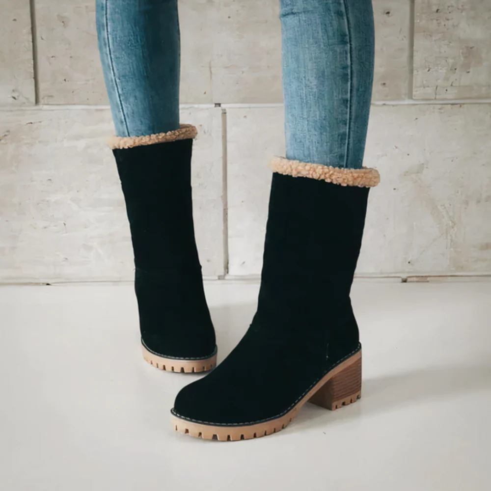 Bottines femme doublure polaire talon épais - Image 7