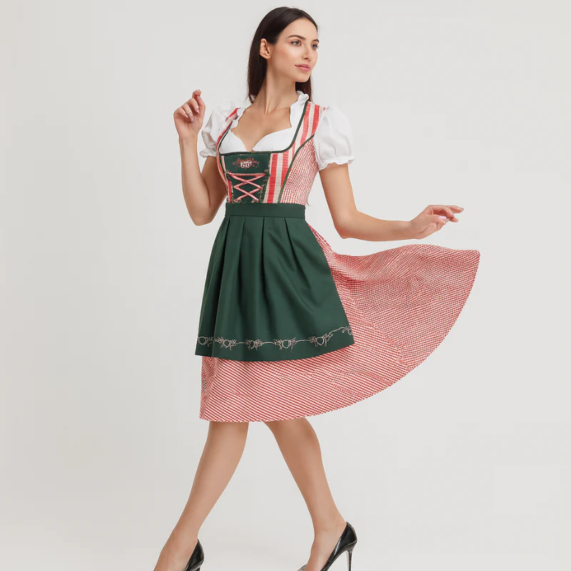 Robe dirndl midi à manches courtes avec encolure carrée - Image 2