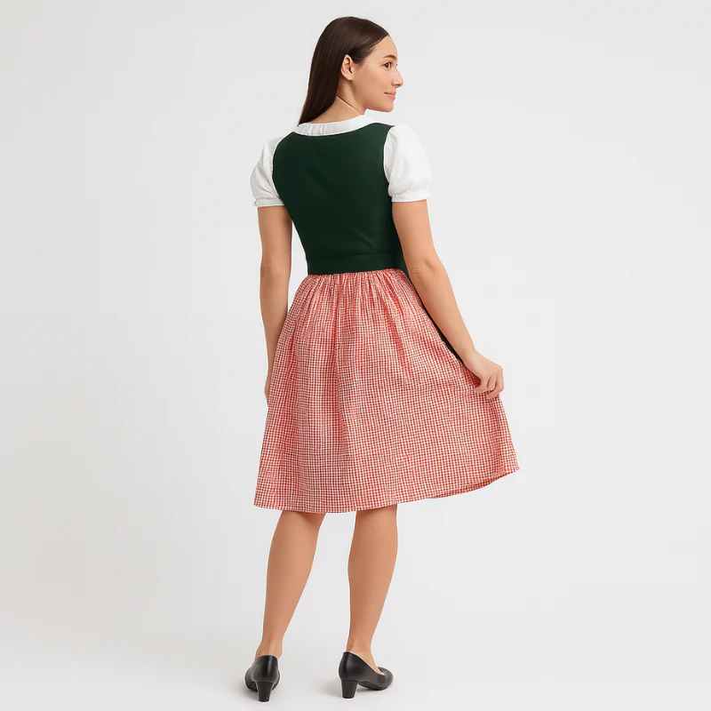 Robe dirndl midi à manches courtes avec encolure carrée - Image 3