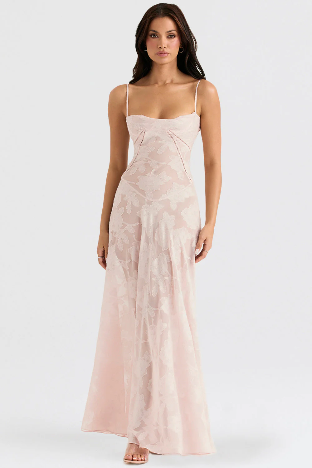 Robe longue femme dos nu motif floral