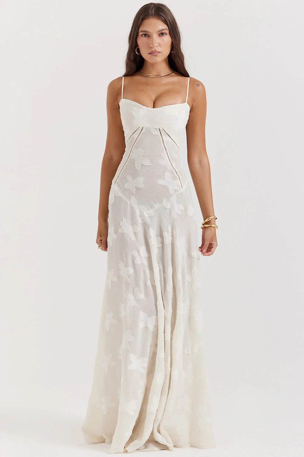 Robe longue femme dos nu motif floral - Image 3