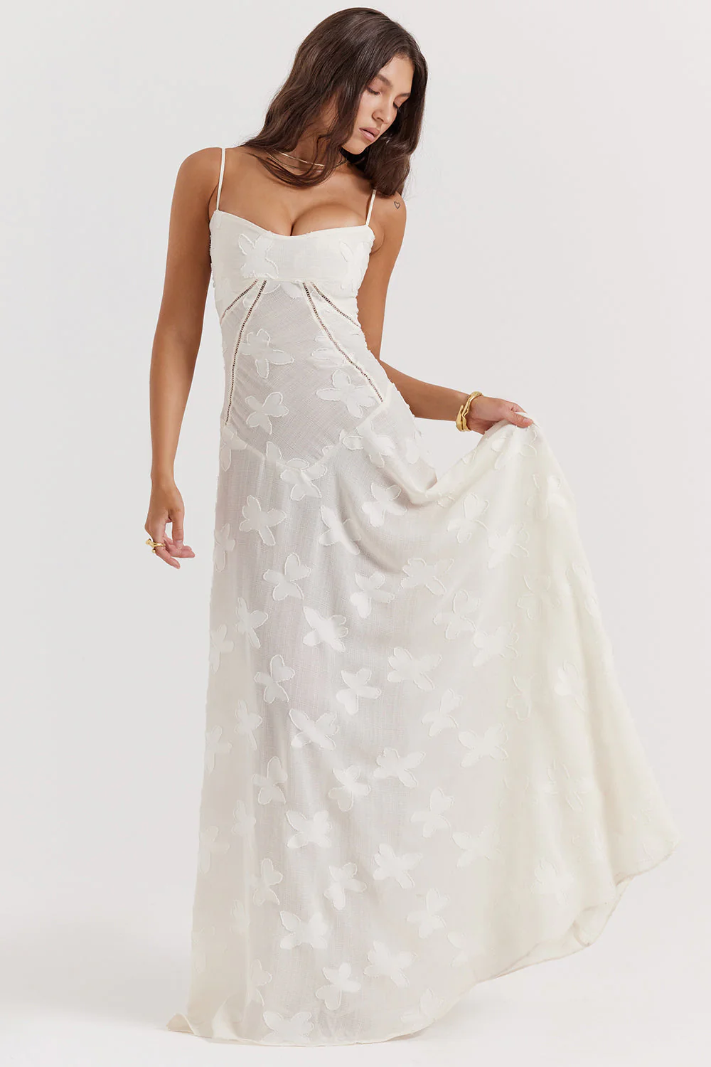 Robe longue femme dos nu motif floral - Image 4
