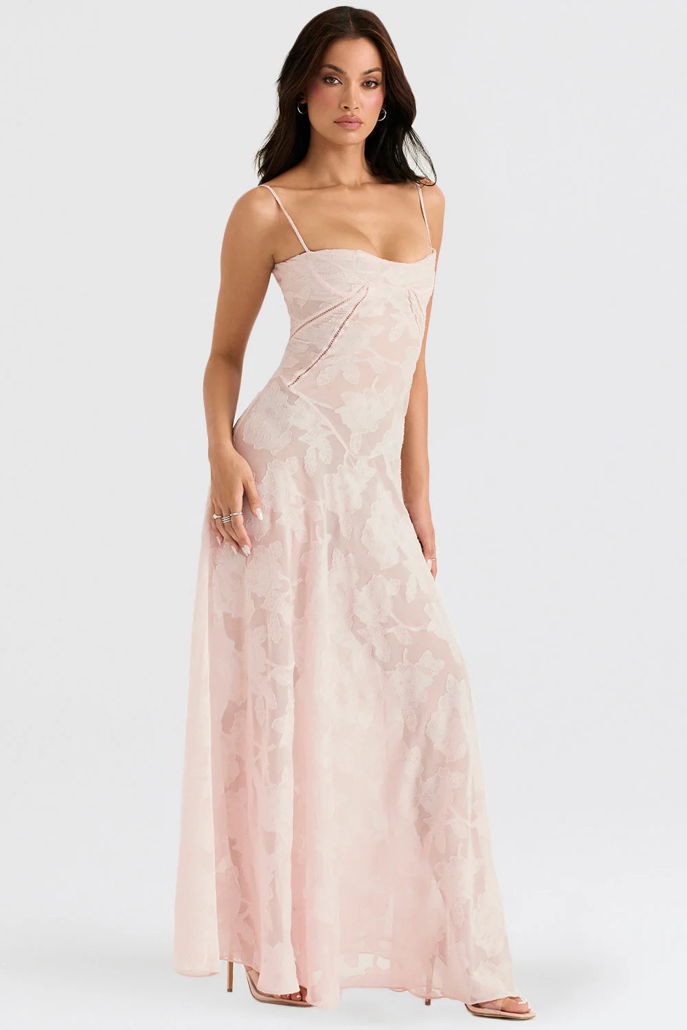 Robe longue femme dos nu motif floral - Image 6