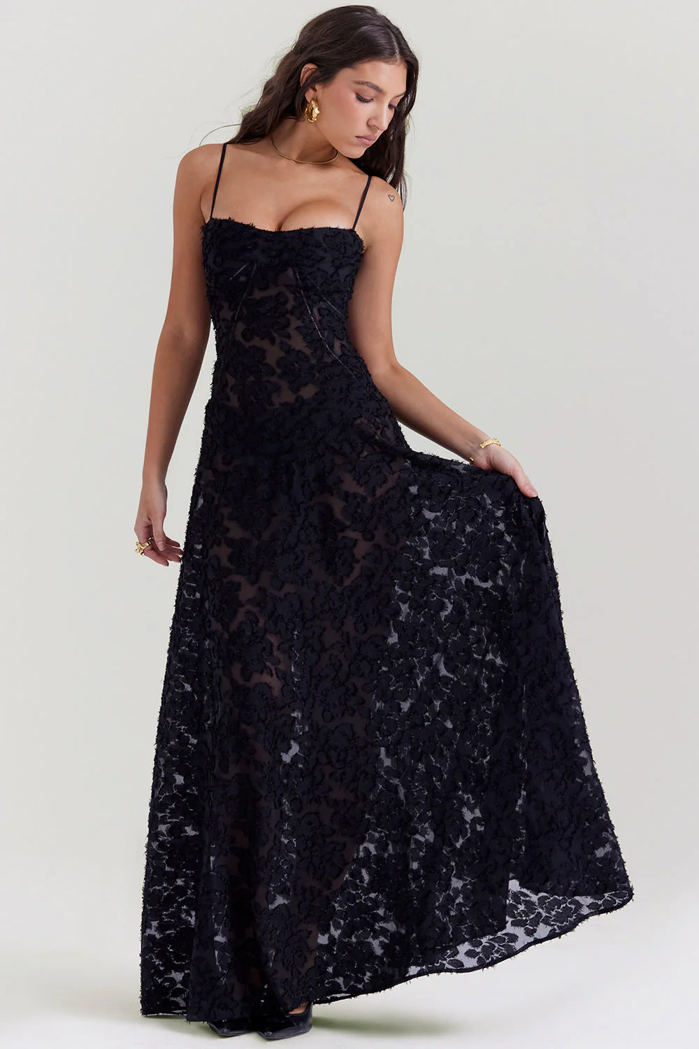 Robe longue femme dos nu motif floral - Image 8