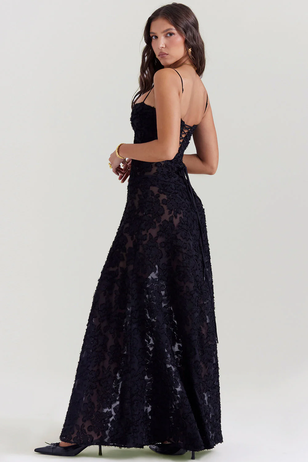 Robe longue femme dos nu motif floral - Image 9