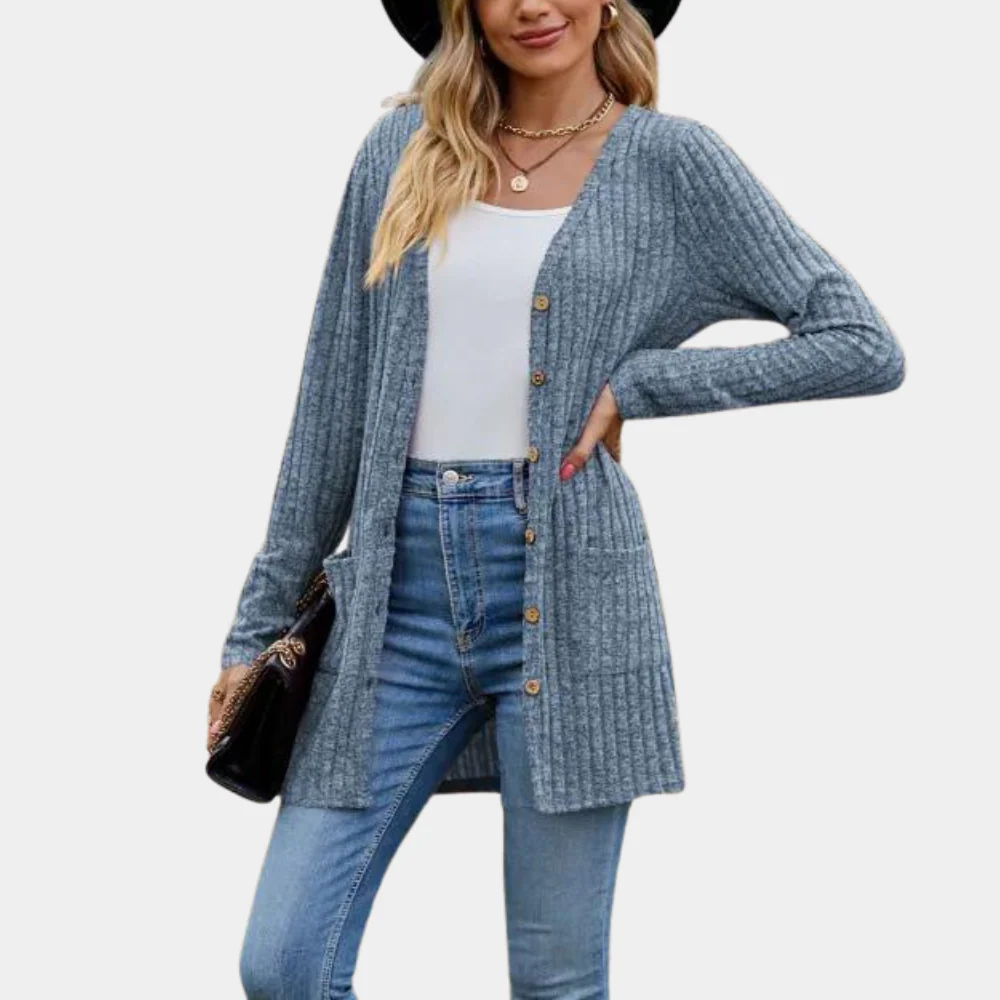 Emma – Cardigan élégant ouvert sur le devant avec fermeture à boutons et poches latérales - Image 4