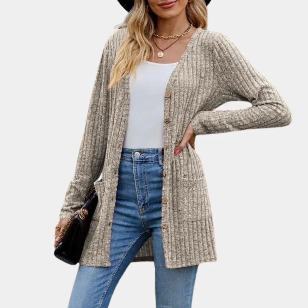 Emma – Cardigan élégant ouvert sur le devant avec fermeture à boutons et poches latérales - Image 5