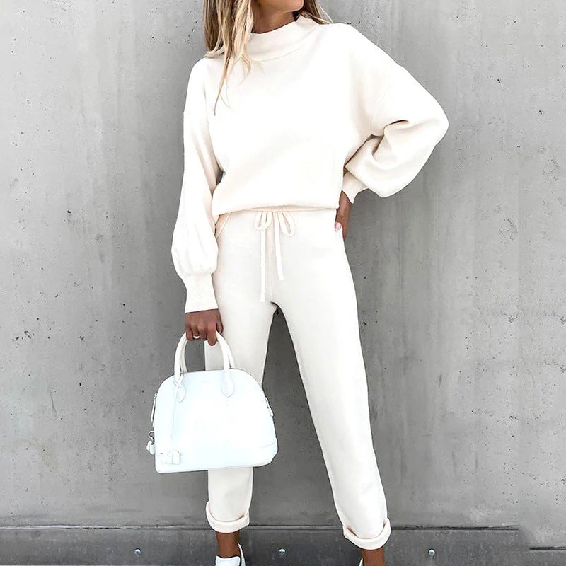 Ensemble femme 2 pièces haut manches longues + pantalon large jambes longues - Image 8