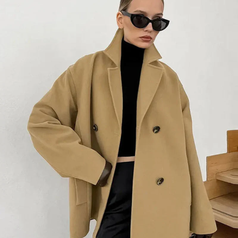 Manteau à manches longues à double couche avec col à revers - Image 2