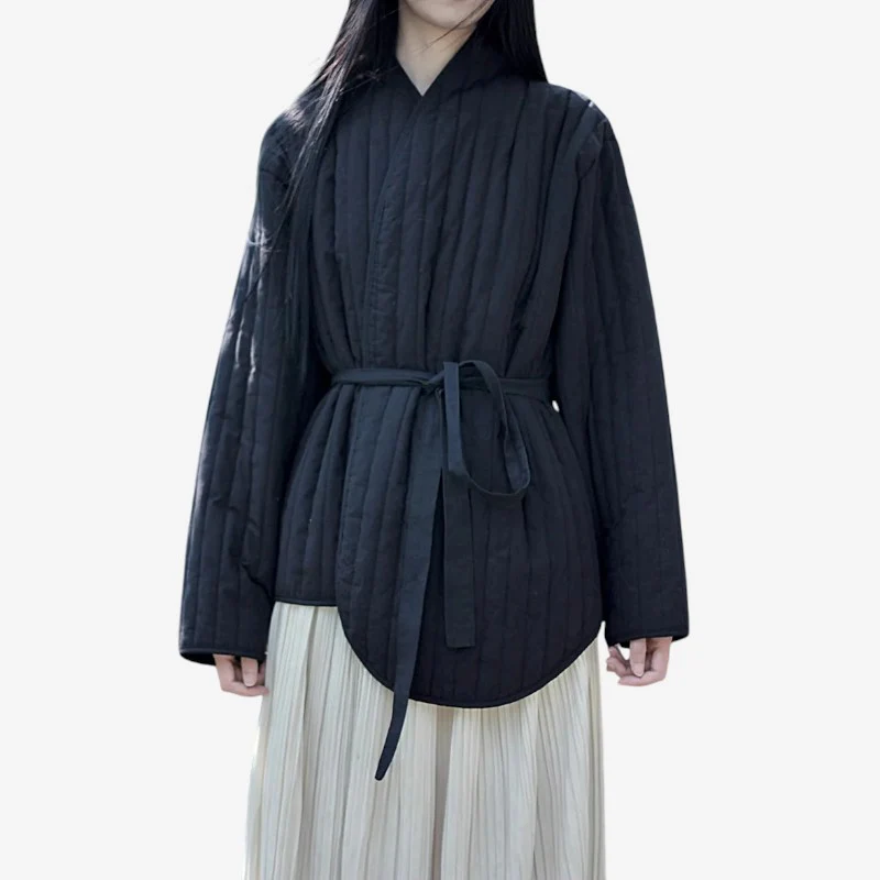 Manteau plissé manches longues coupe ample