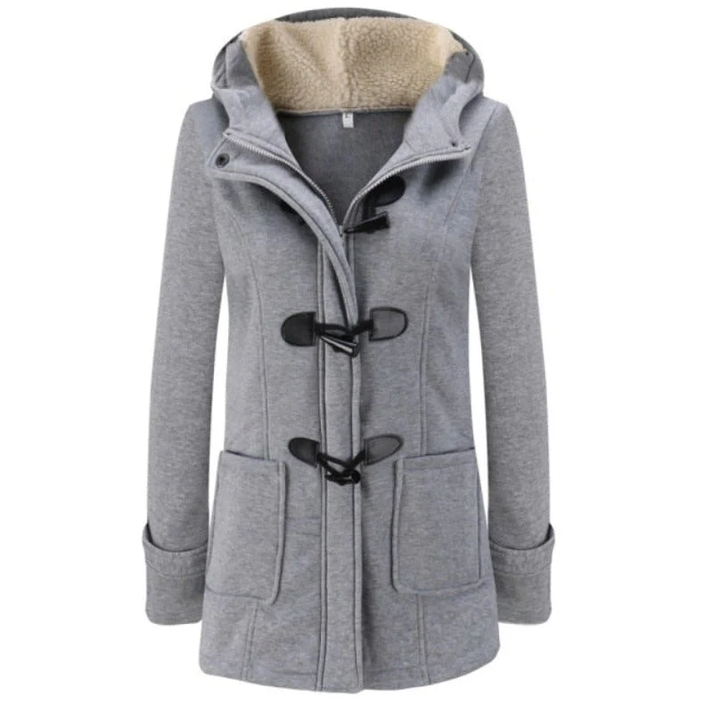 Manteau d'hiver élégant à manches longues avec capuche amovible