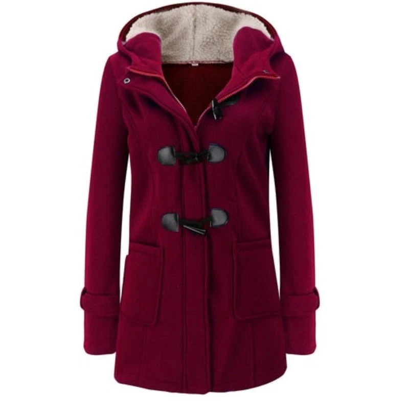 Manteau d'hiver élégant à manches longues avec capuche amovible - Image 4