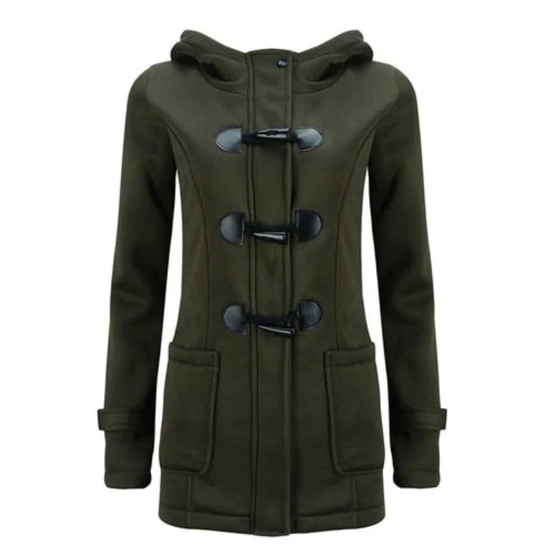 Manteau d'hiver élégant à manches longues avec capuche amovible - Image 5