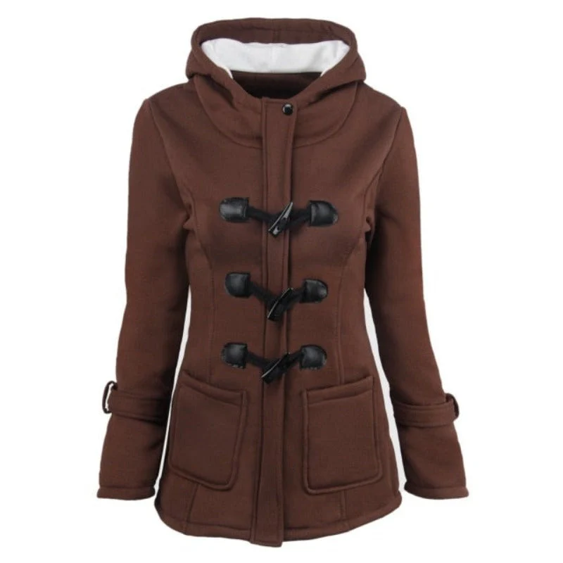 Manteau d'hiver élégant à manches longues avec capuche amovible - Image 6
