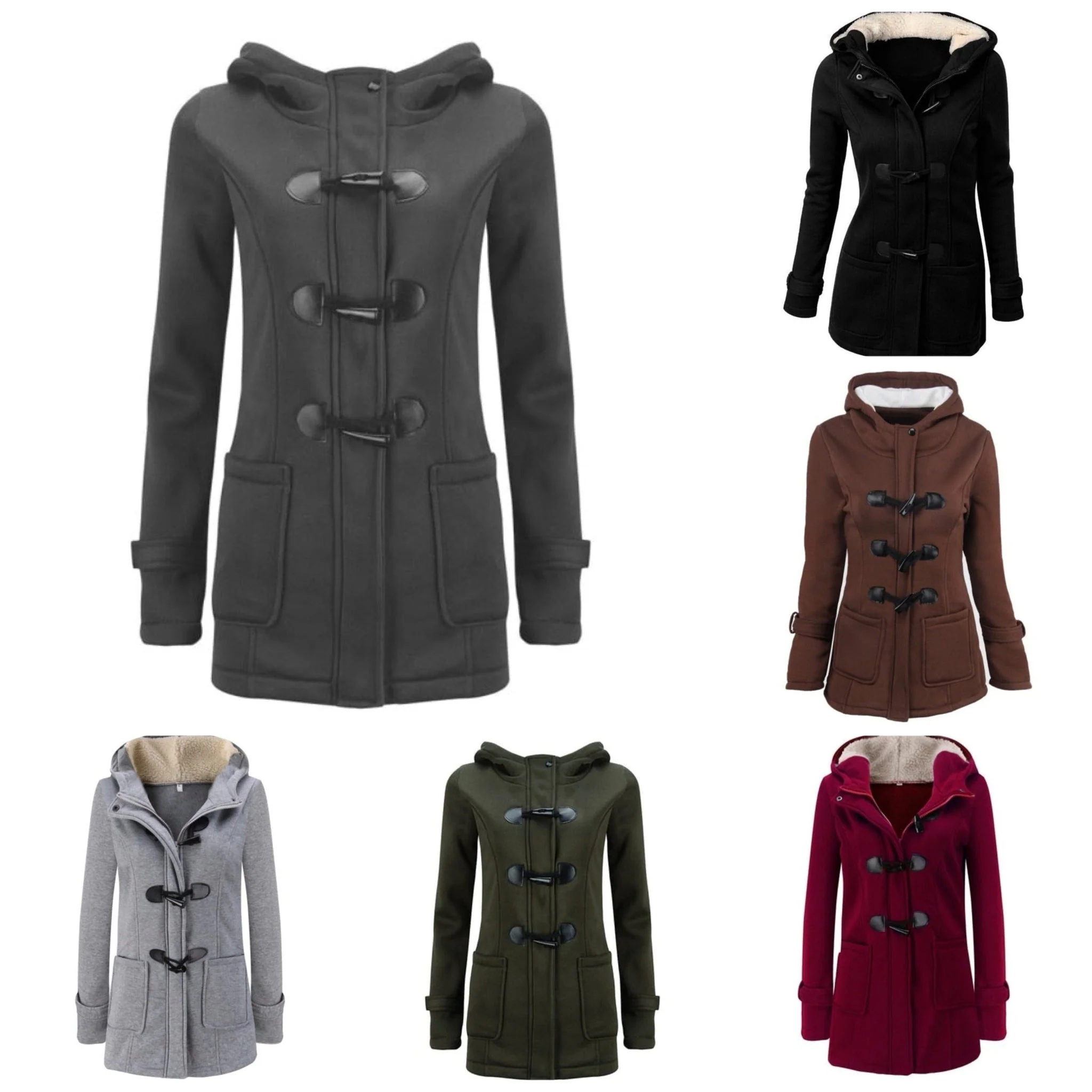 Manteau d'hiver élégant à manches longues avec capuche amovible - Image 7