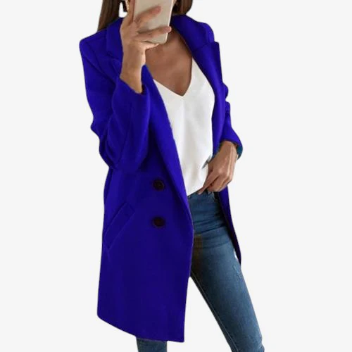 Manteau femme mi-long avec col et poches fonctionnelles - Image 2