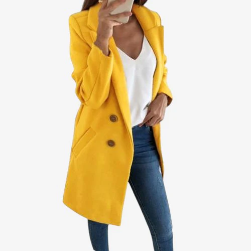 Manteau femme mi-long avec col et poches fonctionnelles - Image 3