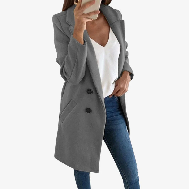 Manteau femme mi-long avec col et poches fonctionnelles - Image 4